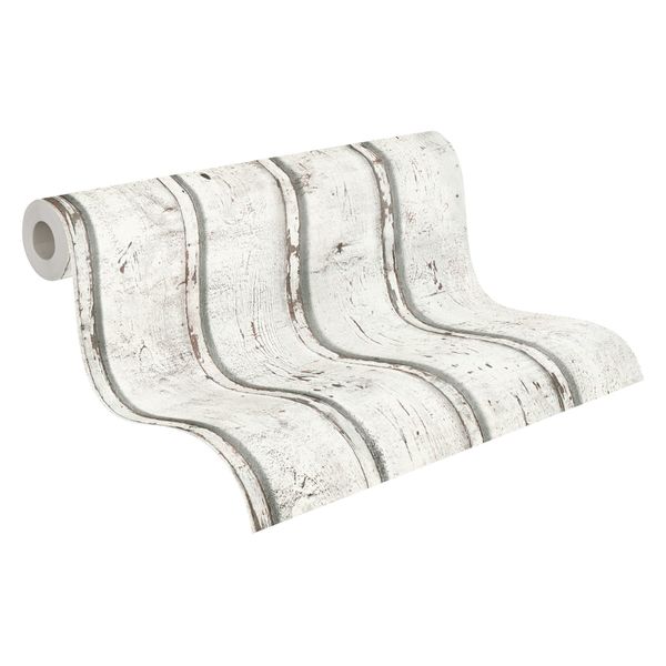 A.S. Création Tapete Holzoptik Weiß Creme-Beige und Grau 53 cm x 10,05 m AS günstig online kaufen