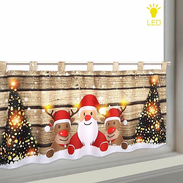 Delindo Lifestyle Scheibengardine "WEIHNACHTS-TEAM" Schlaufen 1 Stk. tlg. H günstig online kaufen
