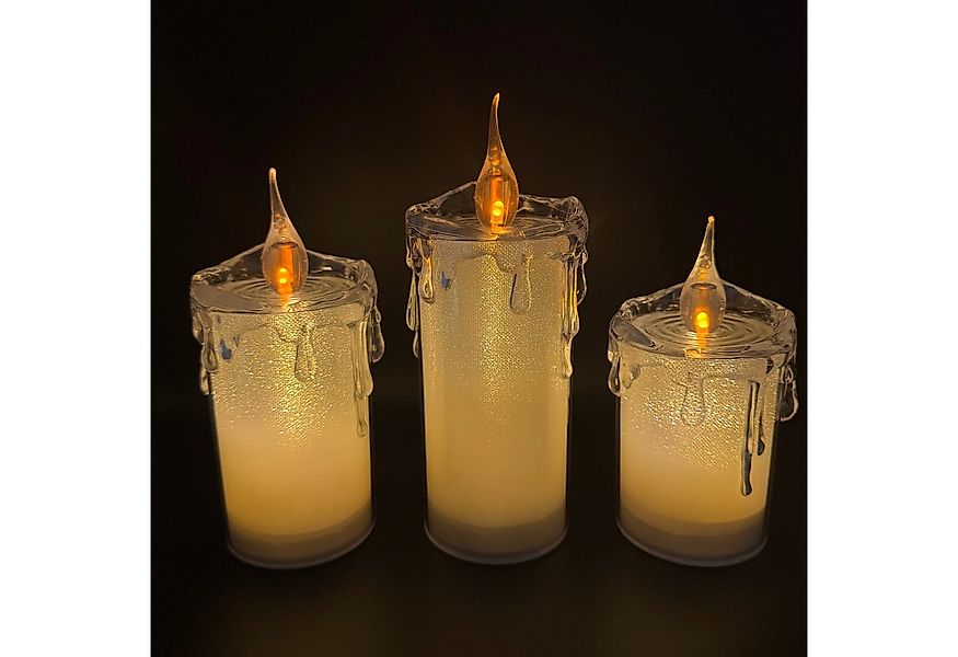 Online-Fuchs LED-Kerze 3 LED-Kerzen mit Tropfenverlauf, Glitzereffekt und T günstig online kaufen