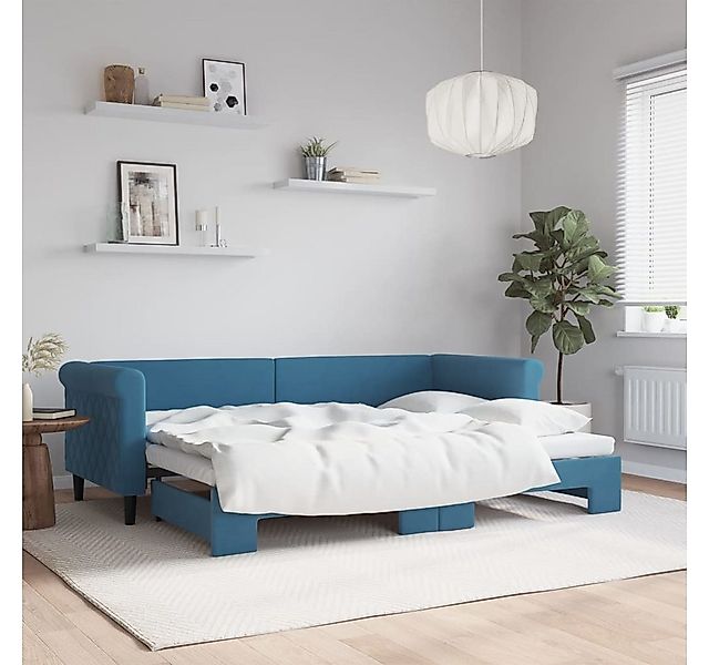 vidaXL Bett, Tagesbett Ausziehbar Blau 80x200 cm Samt günstig online kaufen
