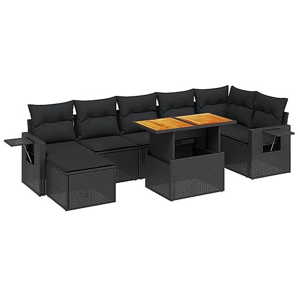 vidaXL 8-Tlg Garten-Sofagarnitur mit Kissen Schwarz Poly Rattan 3275708 günstig online kaufen