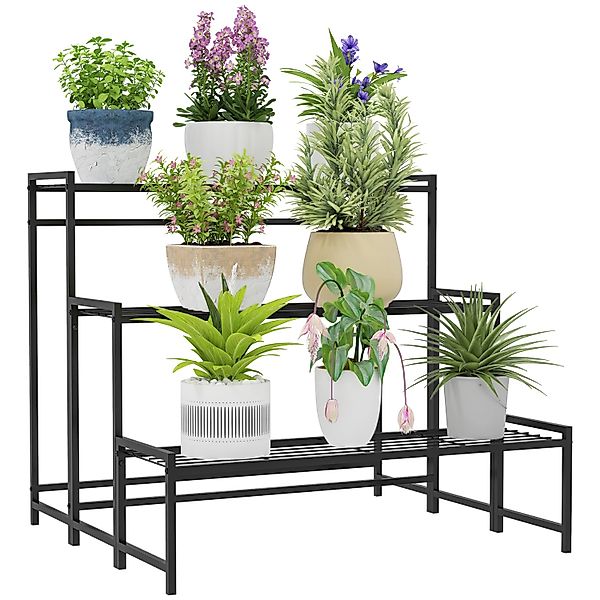 Outsunny  Pflanzenständer Metall Schwarz 75L x 70B x 66H cm günstig online kaufen