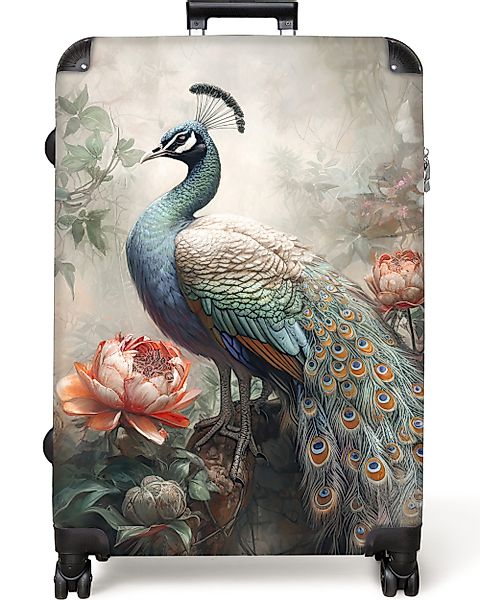 NoBoringSuitcases.com© Hartschalen-Trolley Pfau - Pfauenfedern - günstig online kaufen