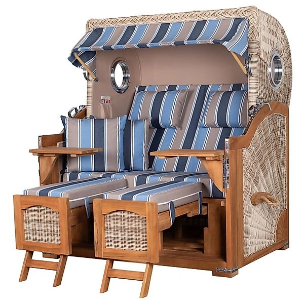 bene,iving Strandkorb Komplettset Ammersee Grande XL Teak Bullauge PE Shell günstig online kaufen