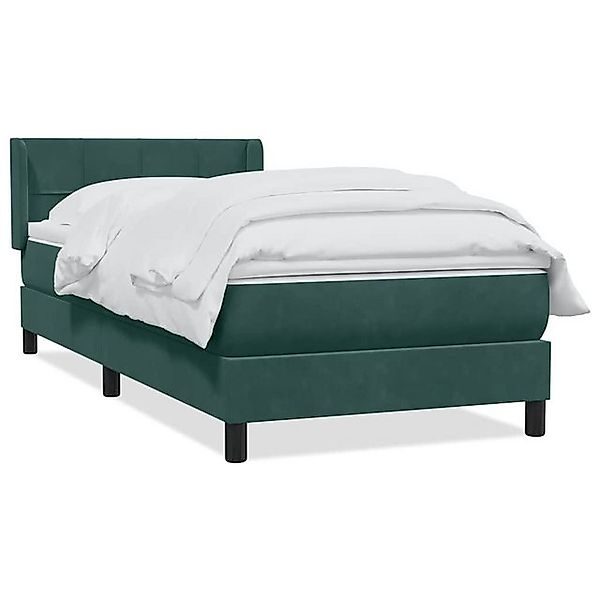 vidaXL Boxspringbett, Boxspringbett mit Matratze Dunkelgrün 100x210 cm Samt günstig online kaufen