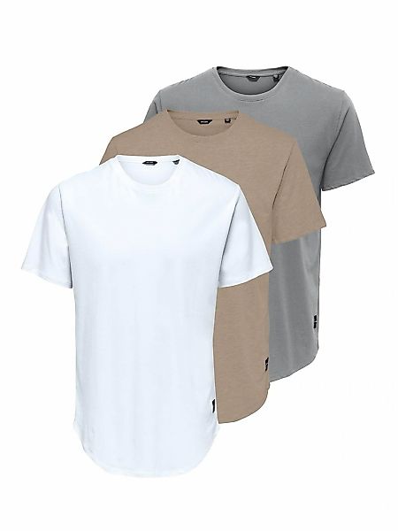 ONLY & SONS Rundhalsshirt "ONSMATT LONGY SS TEE 3-PACK" Packung, 3 Baumwoll günstig online kaufen