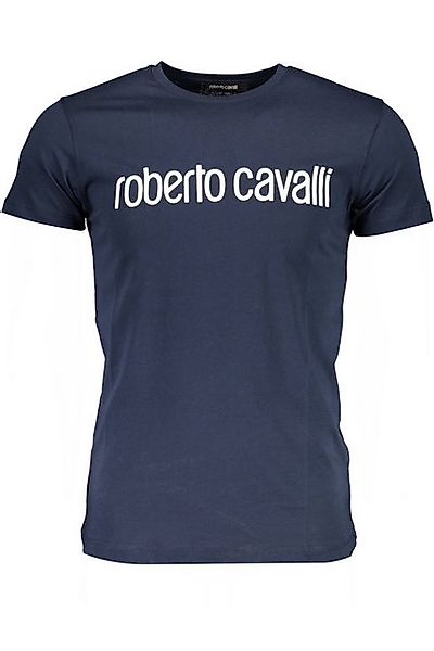 roberto cavalli T-Shirt Herren Kurzarm T-Shirt in Blau mit Logo und Druck - günstig online kaufen