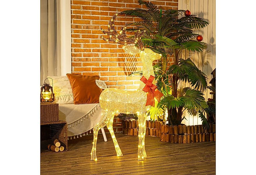 Outsunny Weihnachtsfigur 137er LED Rentier, in warmweiß, Hirsch Deko, Stahl günstig online kaufen