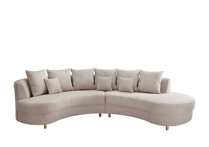 rundes Sofa Cord Beige 159 x 300 cm LIMONA günstig online kaufen