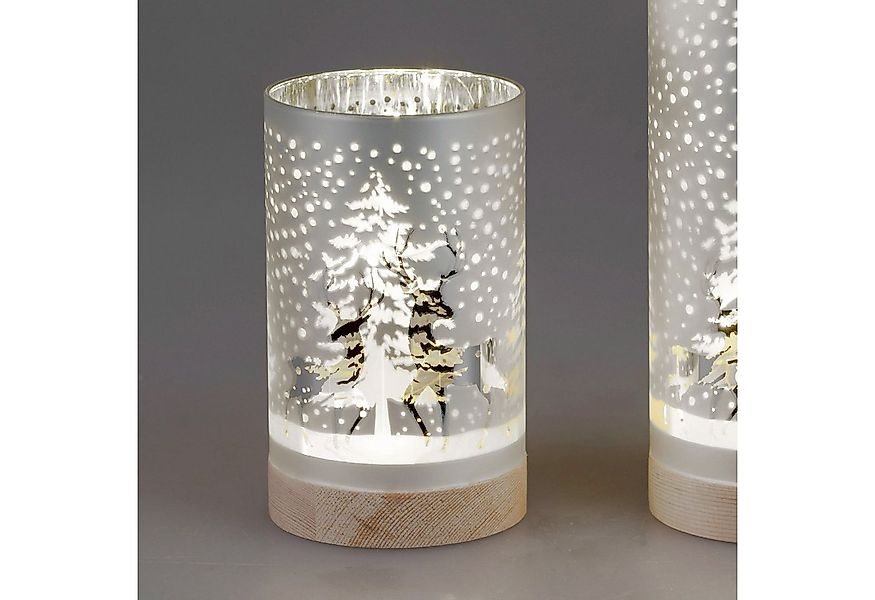 formano Nachttischlampe Hirsche, Mit Timerfunktion, Silber, Motiv: Hirsche günstig online kaufen