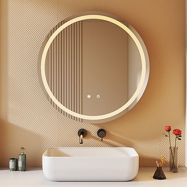 WDWRITTI Badezimmerspiegelschrank Rund 80cm mit Steckdose günstig online kaufen