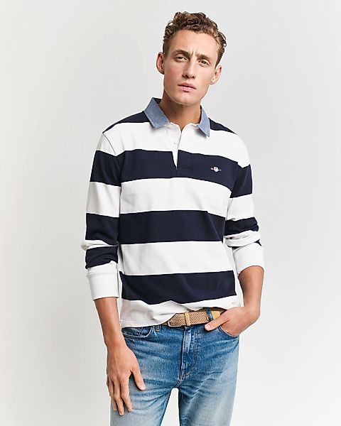 Gant Langarm-Poloshirt "REG CHAMBRAY STRIPE HEAVY RUGGER" günstig online kaufen