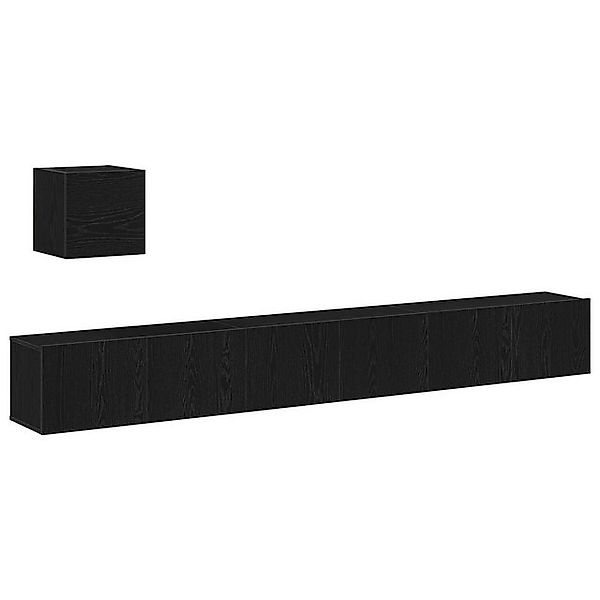 vidaXL TV-Schrank 4-teiliges TV-Schrank-Set Schwarz Eiche Holzwerkstoff (4- günstig online kaufen
