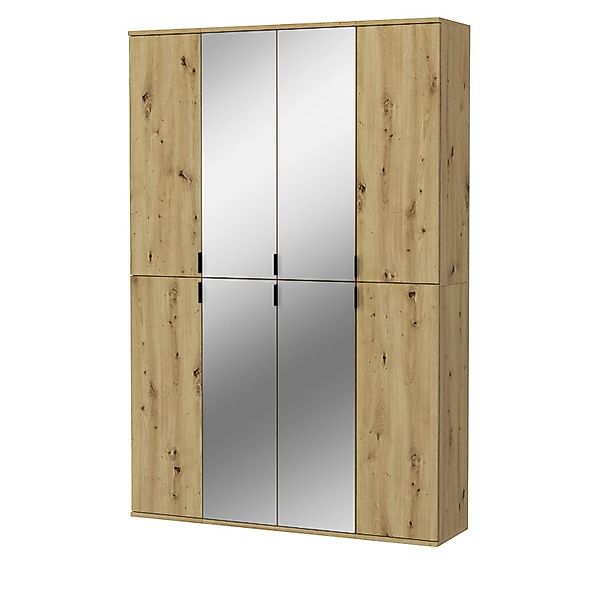 Inn.Furn Garderobenschrank Eiche Artisan 121 cm mit Spiegel Line-Up günstig online kaufen
