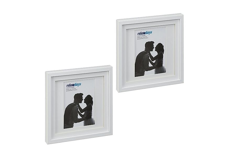 relaxdays Bilderrahmen-Set Bilderrahmen 25x25 cm 2er Set, weiß günstig online kaufen