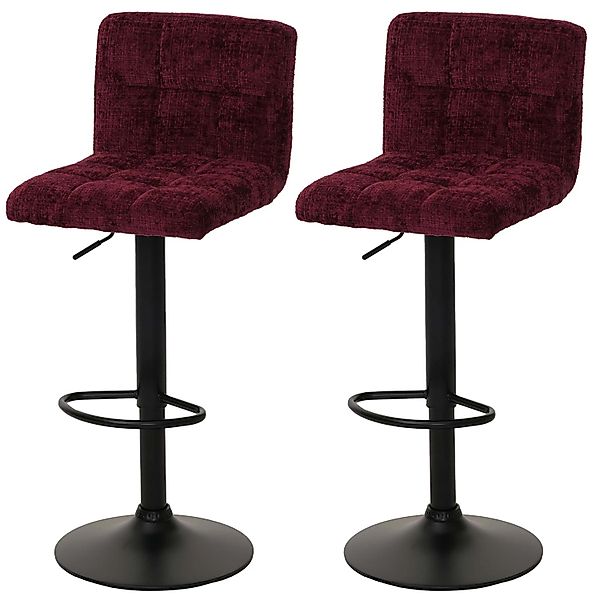 MCW Barhocker G87 2er-Set Bordeaux Stoff Chenille günstig online kaufen