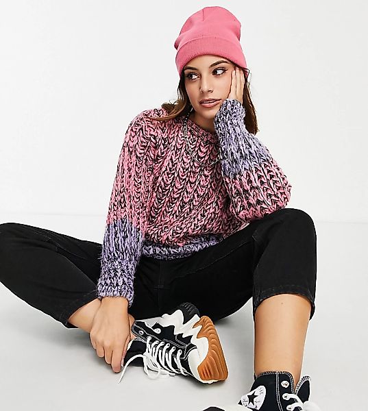 ASOS DESIGN Petite – Oversize-Pullover im Farbblockdesign-Rosa günstig online kaufen