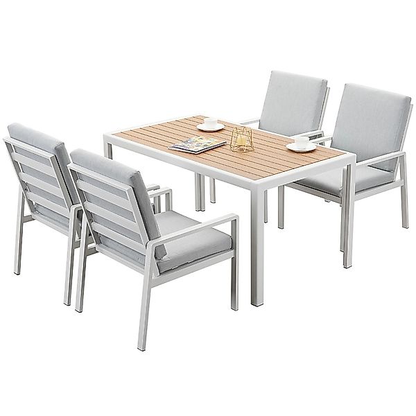 MeXo Garten Essgruppe aus Aluminium für 4 Personen Weiß günstig online kaufen
