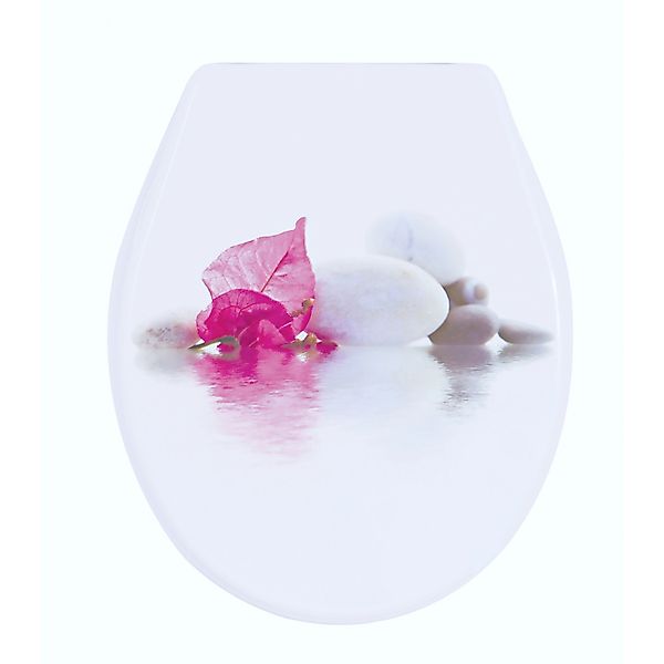 MSV WC-Sitz Borneo MDF 46 cm x 37 cm x 3,5 cm Weiß-Pink günstig online kaufen