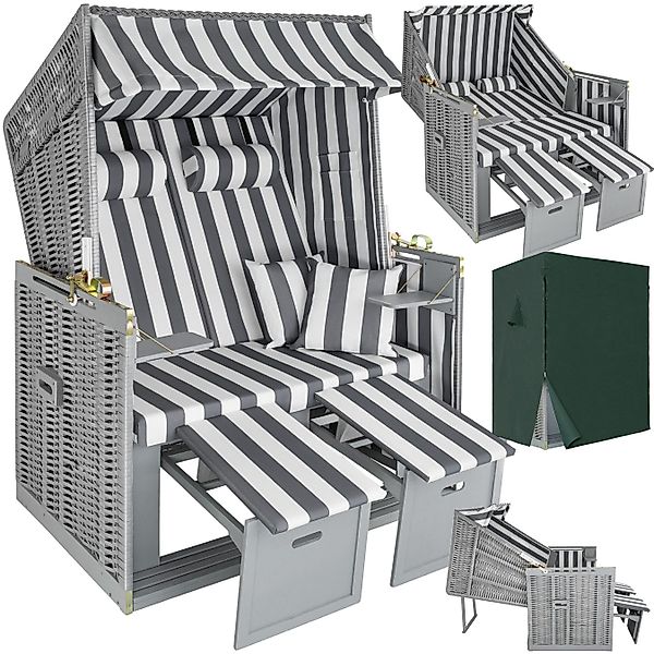 tectake Strandkorb 2-Sitzer mit Polster, verstellbar, günstig online kaufen