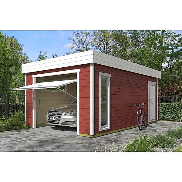Lasita Garage Bahamas 2 mit Schwinhtor 360 cm x 540 cm Schwedenrot günstig online kaufen