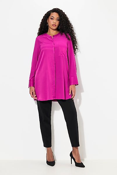 Ulla Popken Tunika Satintunika Patchlook Stehkragen günstig online kaufen