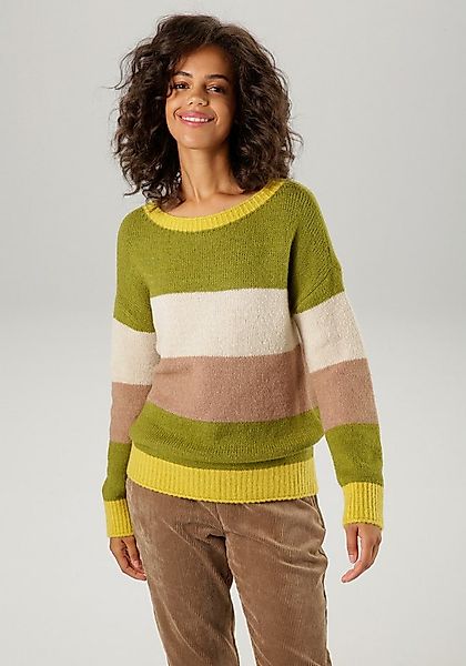 Aniston CASUAL Strickpullover mit trendfarbenen, breiten Ringeln günstig online kaufen