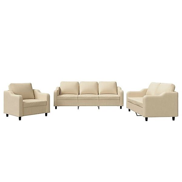 vidaXL Sofa, 3-tlg. Sofagarnitur mit Kissen Creme Stoff günstig online kaufen