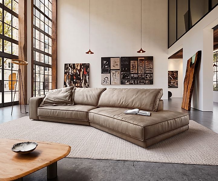 Big-Sofa Snoosh 400x150 cm Mikrofaser Schlamm Vintage Recamiere rechts günstig online kaufen