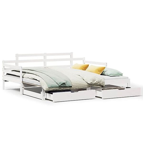 vidaXL Bett, Tagesbett Ausziehbar mit Schubladen ohne Matratze Weiß 90x190c günstig online kaufen