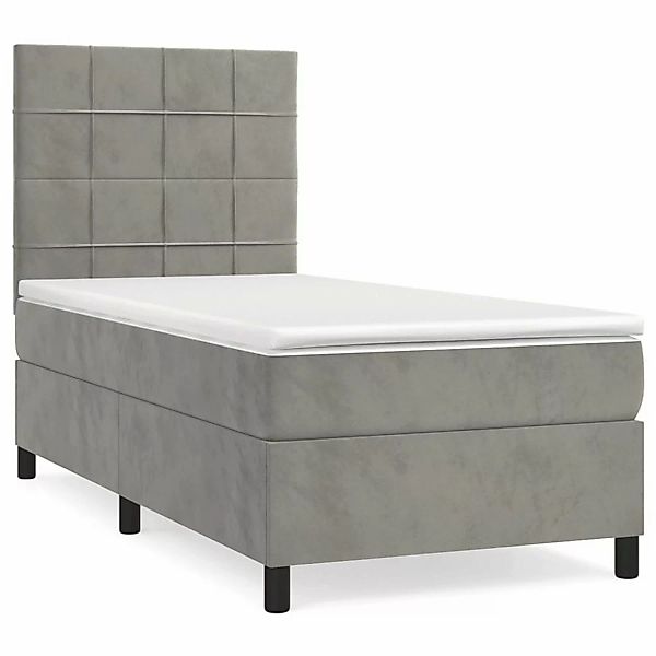 Vidaxl Boxspringbett Mit Matratze Hellgrau 100x200 Cm Samt günstig online kaufen