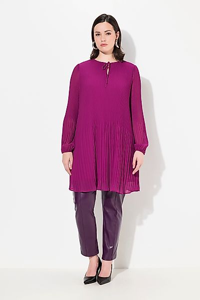Ulla Popken Tunika Plissee-Bluse A-Linie V-Ausschnitt günstig online kaufen