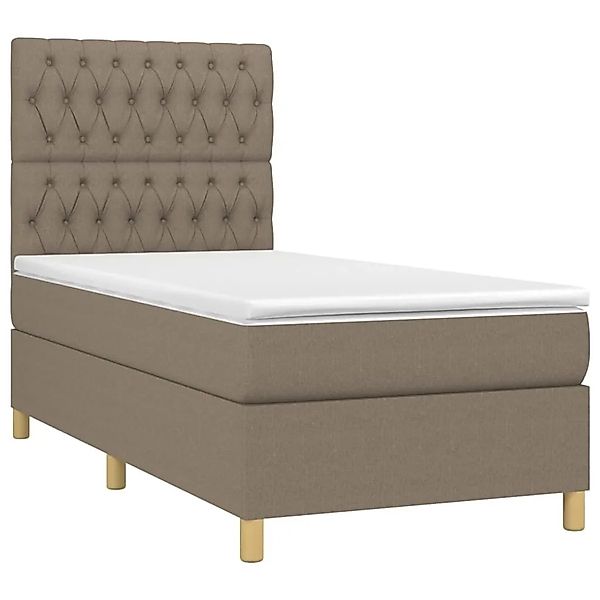 vidaXL Boxspringbett mit Matratze & LED Taupe 100x200 cm Stoff 3135657 günstig online kaufen