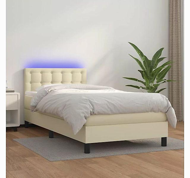 vidaXL Boxspringbett, Boxspringbett mit Matratze & LED Creme 100x200 cm Kun günstig online kaufen