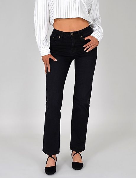 ESRA Straight-Jeans Damen Jeans Gerade hohe Leibhöhe Stretch-Jeans Damen Re günstig online kaufen