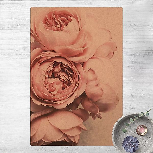 Kork-Teppich Rosa Pfingstrosenblüten Shabby Pastell günstig online kaufen