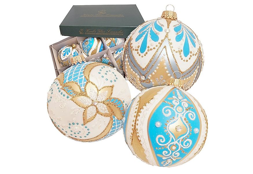 Krebs Glas Lauscha Weihnachtsbaumkugel 6er Set - Glasanhänger - Barock-Styl günstig online kaufen