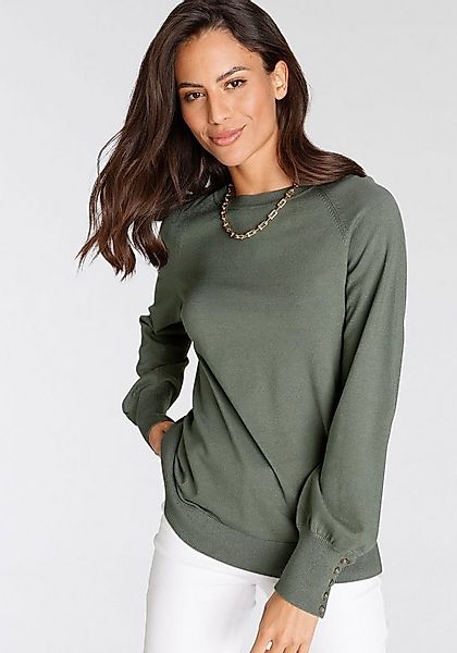 Laura Scott Rundhalspullover aus Feinstrick mit voluminösen Ärmeln günstig online kaufen