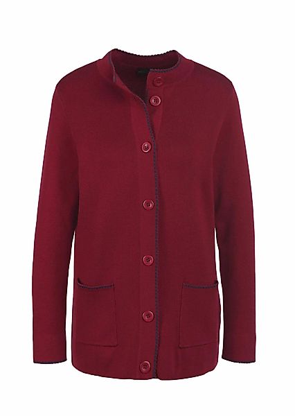 GOLDNER Strickjacke "Longstrickjacke mit kontrastfarbenen Zierkanten" günstig online kaufen