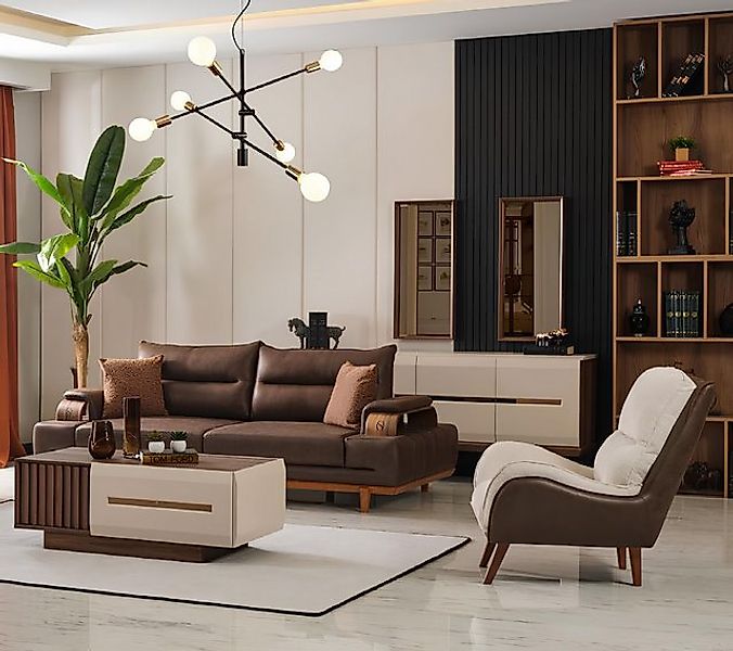 JVmoebel Sofa Design Sofa 3 Sitzer Couchtisch Garnitur Couch Polster Wohnzi günstig online kaufen