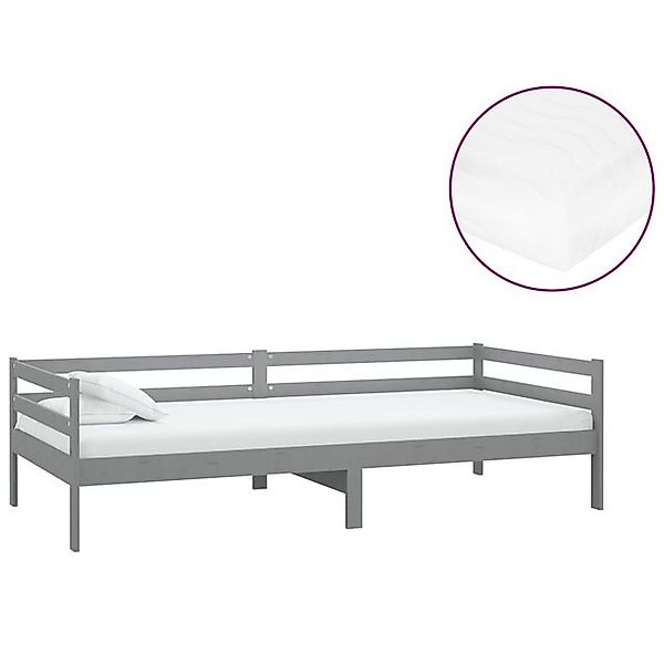 vidaXL Bett Tagesbett mit Matratze 90x200 cm Grau Kiefer Massivholz günstig online kaufen