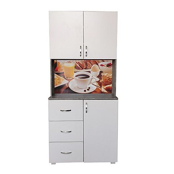 HTI-Living Hochschrank Küchenschrank Weiß/Beton Blanca Bistro (Stück, 1x Sc günstig online kaufen