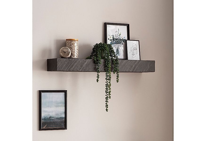 FINEBUY Wandregal FB55701 Massivholz Steinoptik Hängeregal Regal Schwebereg günstig online kaufen