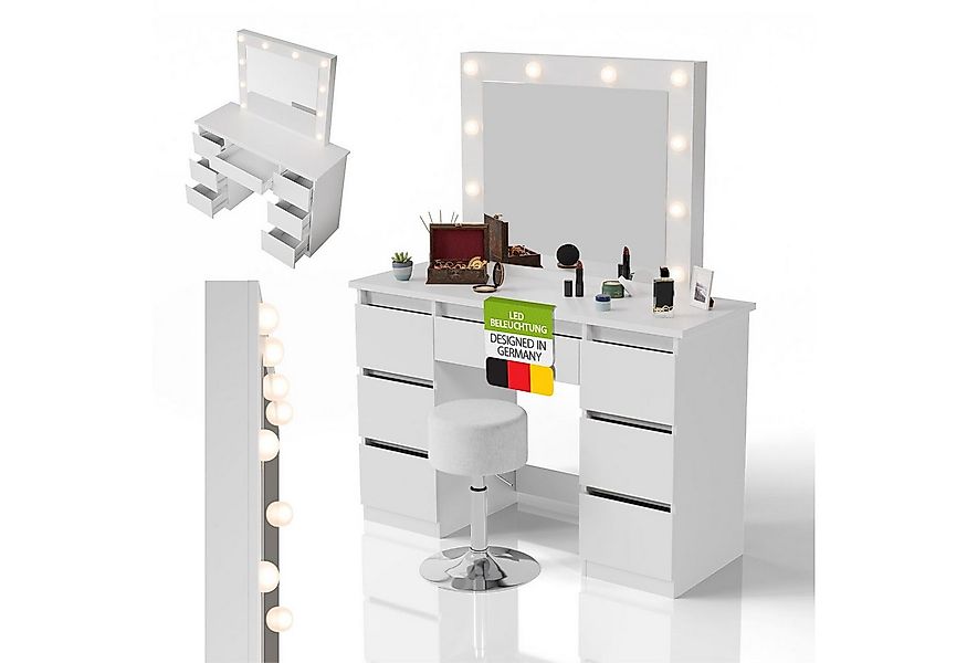 Juskys Schminktisch Talea (3-St), LED-Beleuchtung, 3 Helligkeitsstufen, mod günstig online kaufen