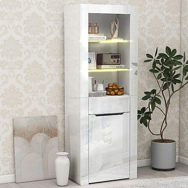 STILVORA Vitrine mit Glasboden,Aufbewahrungsschrank Standvitrine mit günstig online kaufen