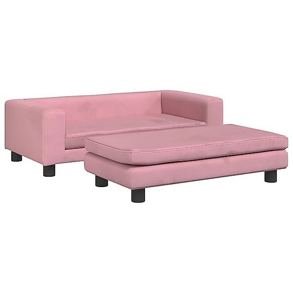 vidaXL Kindersofa Kindersofa mit Hocker Rosa 100x50x30 cm Samt Kindercouch günstig online kaufen