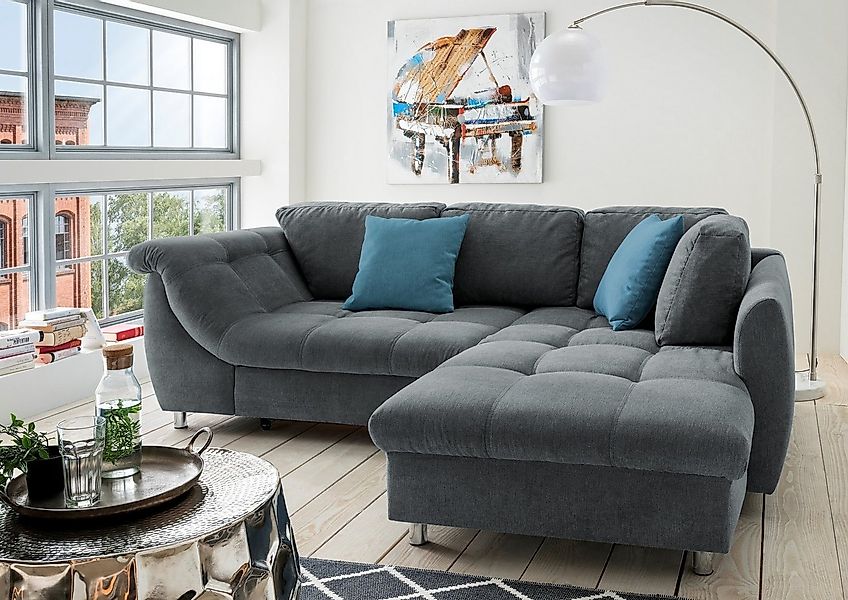freiraum Schlafsofa Allin, Schlaffunktion, 6 Kissen, Bezug anthrazit/denim günstig online kaufen