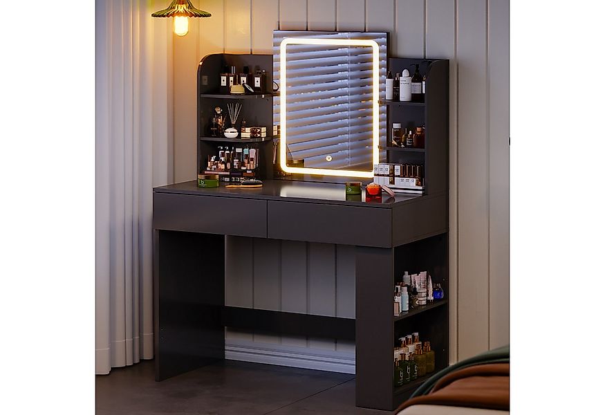 HOMALL Schminktisch mit Spiegel, LED-Beleuchtung, einstellbare Helligkeit, günstig online kaufen