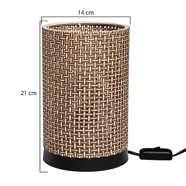 Tischleuchte Tina, braun gemustert, zylindrisch, Ø 14 cm günstig online kaufen