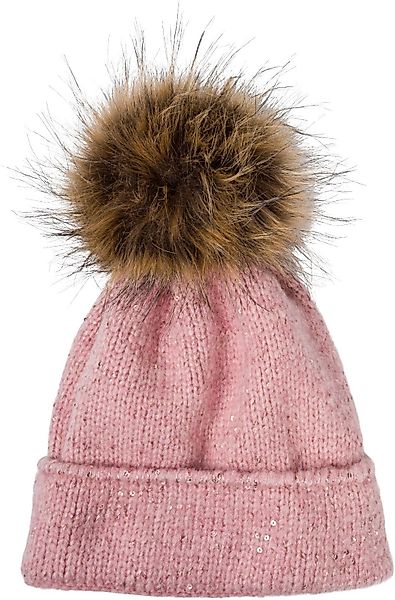 styleBREAKER Bommelmütze Strick Bommelmütze Einfarbig Pailletten günstig online kaufen